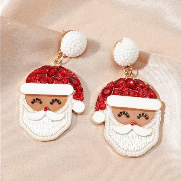 Santa Claus Christmas Holiday Party Dangle Earrings - Picture 2 of 3